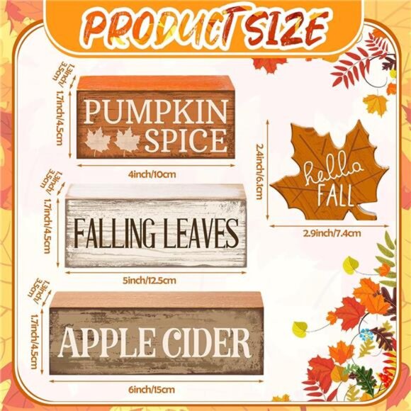 4 Pcs Fall Decor Wooden Maple Leaf Decoration Fall Tiered Tray Decor Rustic - Picture 3 of 7